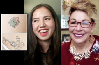 what do your tattoos say about you? side by side image of Carol and a woman showing her tattoo