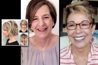 Split screen of Carol and guest