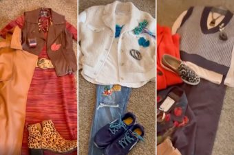 Three outfits on the ground